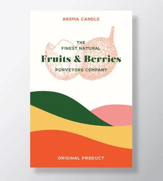 Aroma candle vector label template. Exotic Fruits scent from local purveyors Stock Illustration