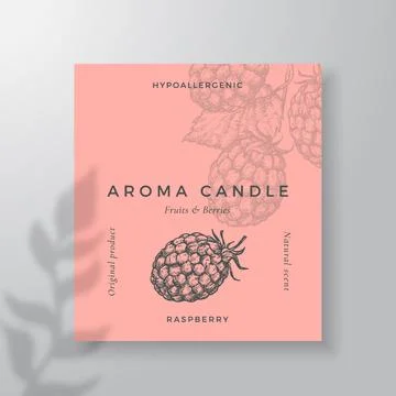 Aroma candle vector label template. Raspberry berry scent from local purveyors Stock Illustration
