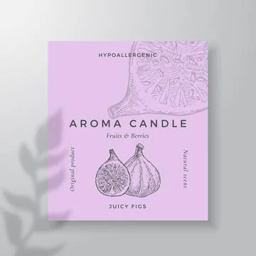 Aroma candle vector label template Figs scent from local purveyors advert design Stock Illustration