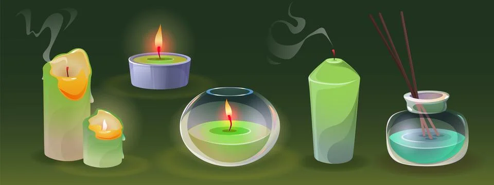 Aroma candles and scent diffuser set Stock-Illustration