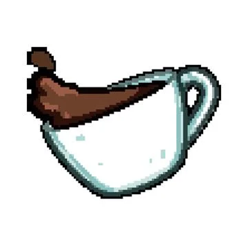 Aroma coffee cup splash pixel art vector illustration Illustrazione stock
