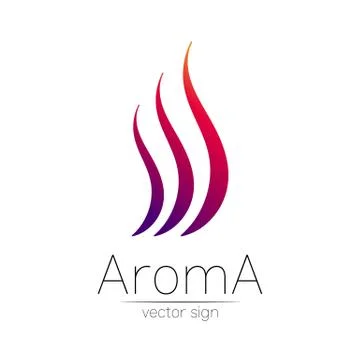 Aroma creative vector symbol. Perfume element, smoke cigarette hot, vapor and Stock Illustration