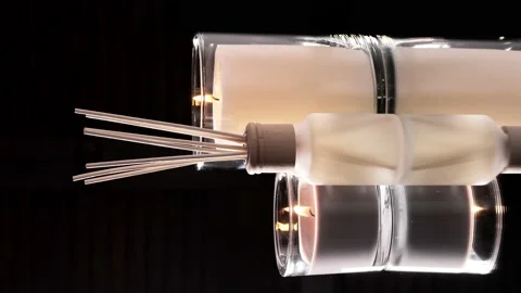 Aroma diffuser and scented candles that create coziness in the house. Stock Footage 220613524