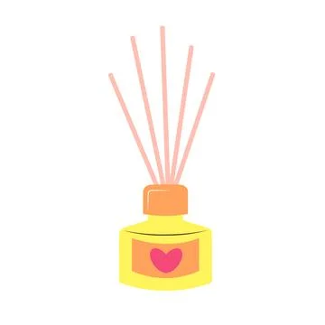 Aroma diffuser with bamboo sticks for home. Cartoon flat vector illustration. Stock Illustration