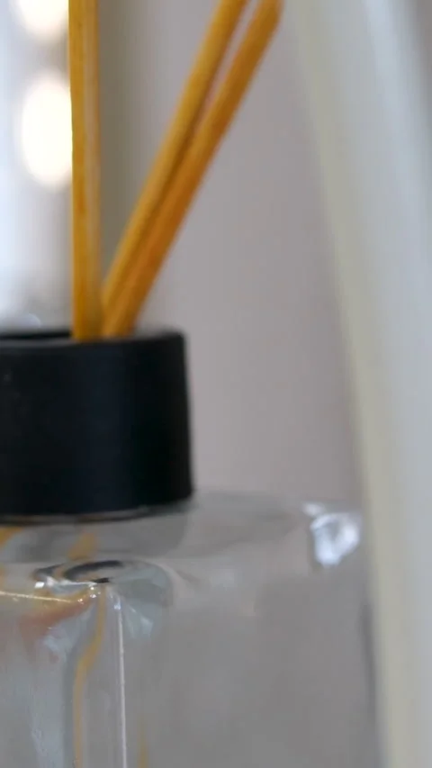 Aroma diffuser. home improvement, decoration and people concept - woman placing Stock Footage 278236689