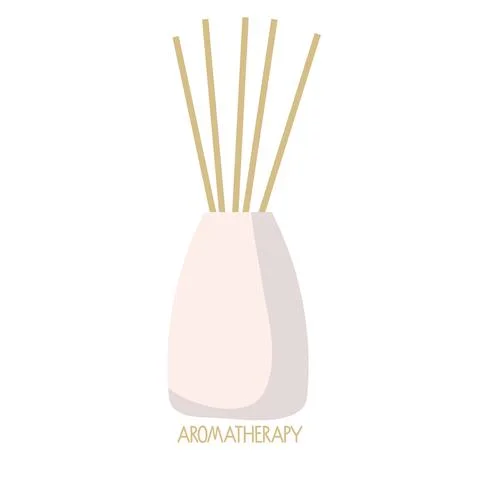 Aroma Diffuser isolated on white. Ceramic bottle with reed sticks. Aromatherapy Stock Illustration