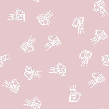 Aroma diffuser mango line vector seamless pattern Stock Illustration