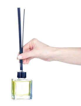 Aroma diffuser, reed Diffuser in hand Stock Photos