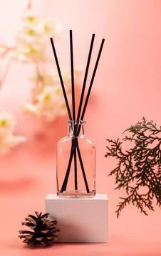 Aroma diffuser reed sticks creating relaxing ambiance Stock Photos