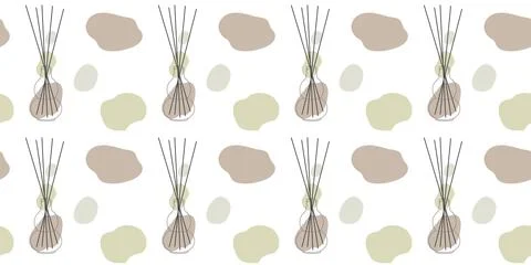 Aroma diffuser seamless pattern, cartoon flat vector illustration with Abstra Stock Illustration