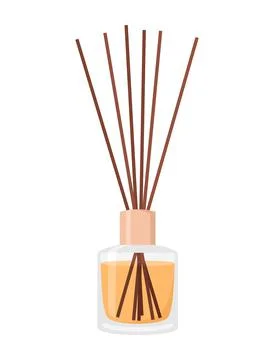 Aroma diffuser with sticks in glass bottle on a white background Stock-Illustration