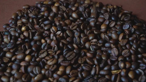 Aroma fried grains sprinkle falling on the table Stock Footage 114904983