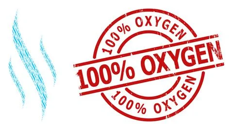 Aroma Icon Recursion Collage and Rubber 100 Percent Oxygen Stamp Stock Illustration