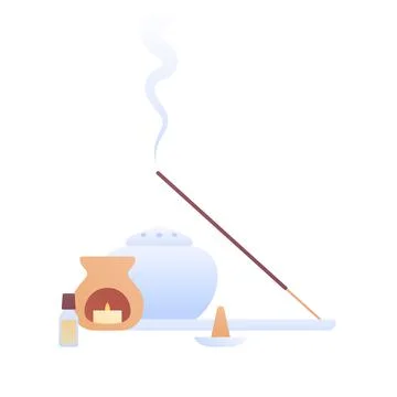 Aroma lamp and reed diffuser with candle Stock Illustration