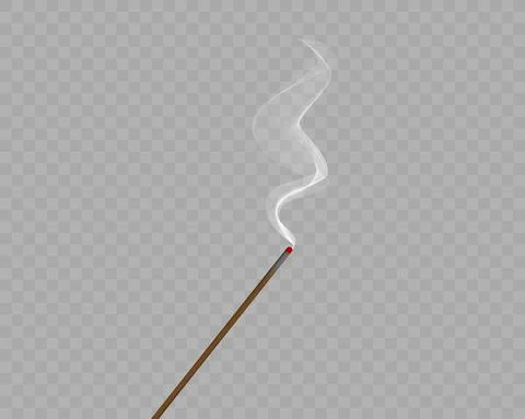 Aroma stick smoke vector background on transparent. Wood stick scent air Stock Illustration
