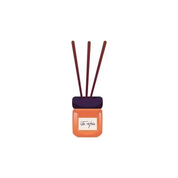 Aroma sticks in bottle flat vector icon, incense aroma sticks with label For 库存插图