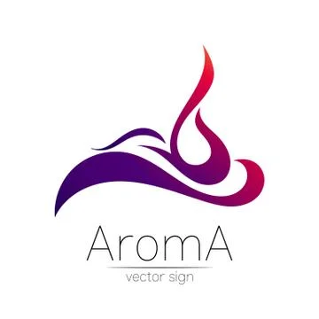 Aroma vector logo symbol in creative style. Perfume element, smoke cigarette hot Stock-Illustration
