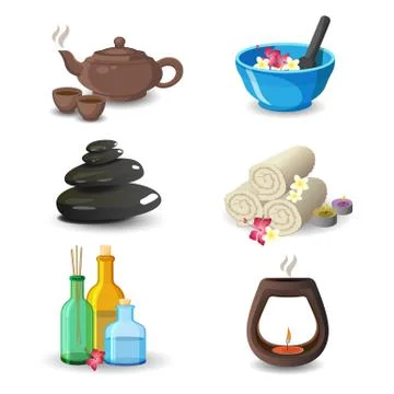 Aromatherapy and relaxation spa elements collection 스톡 일러스트