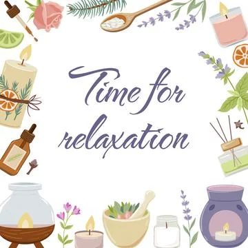 Aromatherapy background with spa and relax items. Stock Illustration