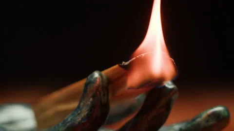 Aromatherapy, burning incense stick close-up. Indian aroma sticks. Meditation Stock Footage 195722717