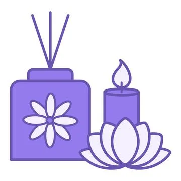 Aromatherapy Colored Icon. Vector Icon of Scented Candle, Aromatherapy Stic.. 库存插图