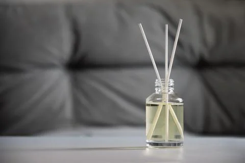 Aromatherapy Diffuser on Gray Background. Home interior. Stock Photos
