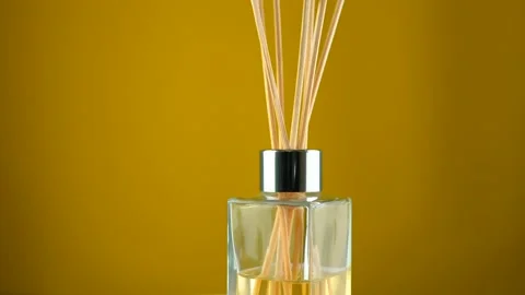 Aromatherapy diffuser, home perfume concept , reed diffuser rotate on background Stock Footage 149675137