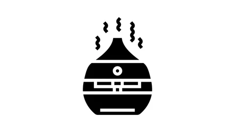 Aromatherapy diffuser recovery wellness glyph icon animation Stock Footage 326144494