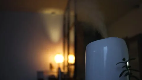 Aromatherapy diffuser for the room stands on the table. Stock Footage 325337221