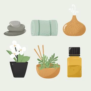 Aromatherapy element set Stock Illustration