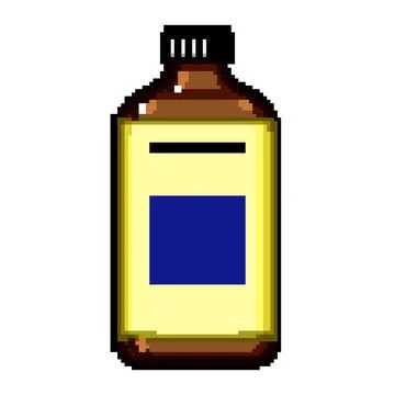 Aromatherapy essential oil bottle pixel art vector illustration Illustrazione stock