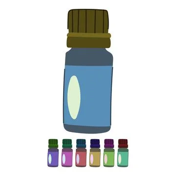 Aromatherapy essential oil bottle vector cartoon graphic Stock Illustration