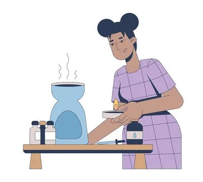 Aromatherapy with essential oils 2D vector illustration Stock Illustration