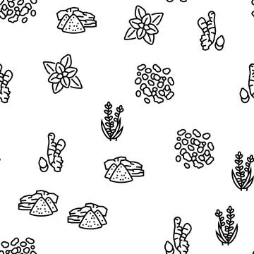 Aromatherapy Herbs Vector Seamless Pattern Stock Illustration