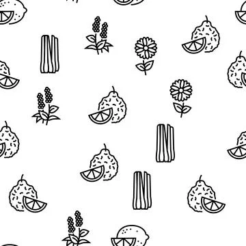 Aromatherapy Herbs Vector Seamless Pattern Stock Illustration