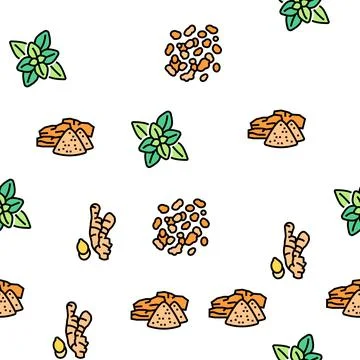 Aromatherapy Herbs Vector Seamless Pattern Stock Illustration