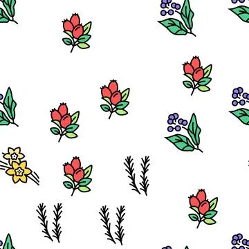 Aromatherapy Herbs Vector Seamless Pattern Stock Illustration