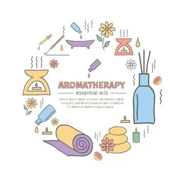 Aromatherapy oils hand drawn set. Vector illustration. Stockillustratie