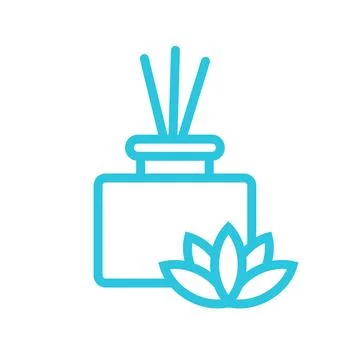 Aromatherapy relaxation icon with scent diffuser and lotus. Spa.  From blue.. Stock Illustration