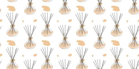 Aromatherapy seamless pattern. Aroma diffuser, essential oil for home. Vector Stock Illustration
