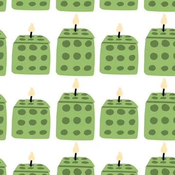 Aromatherapy Seamless Pattern with Vector Candles Stock Illustration