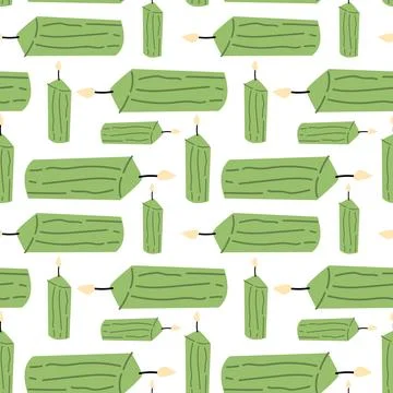 Aromatherapy Seamless Pattern with Vector Candles Stock Illustration