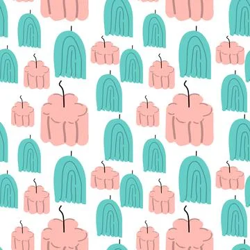 Aromatherapy Seamless Pattern with Vector Candles Stock Illustration