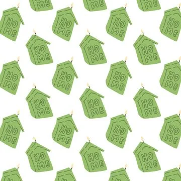 Aromatherapy Seamless Pattern with Vector Candles Stock Illustration