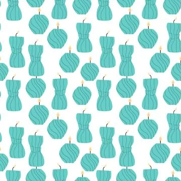 Aromatherapy Seamless Pattern with Vector Candles Stock Illustration