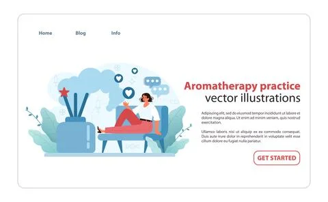 Aromatherapy Session Illustration. A serene setting depicts a woman relaxing Illustrazione stock