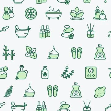 Aromatherapy Signs Seamless Pattern Background on a White. Vector Stock Illustration
