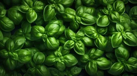 Aromatic Basil Herbs Horizontal Background. Stock Illustration
