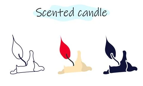 An aromatic candle burning down with fire. The candle was almost extinguished Ilustración de archivo