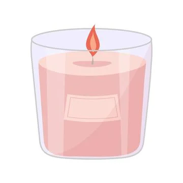 Aromatic candle in glass jar 스톡 일러스트